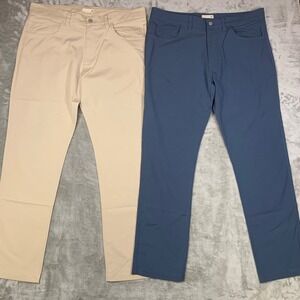 Tasc Performance Motion Pant Tailored Fit Slim 35x30 Lot of 2 Tan Blue TM672